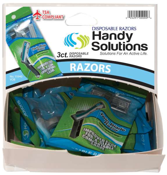 Razor Shave Blades 3 pk - 12 packs in Dispenser