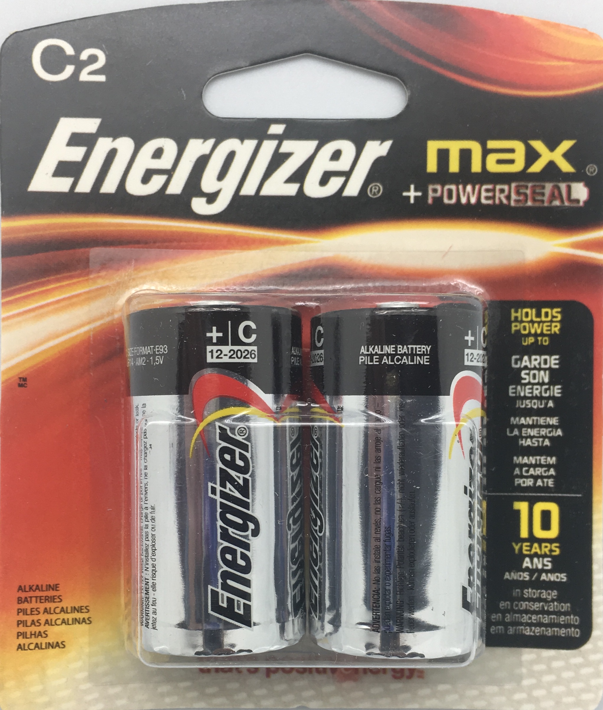 C 2 pk Batteries Energizer Max