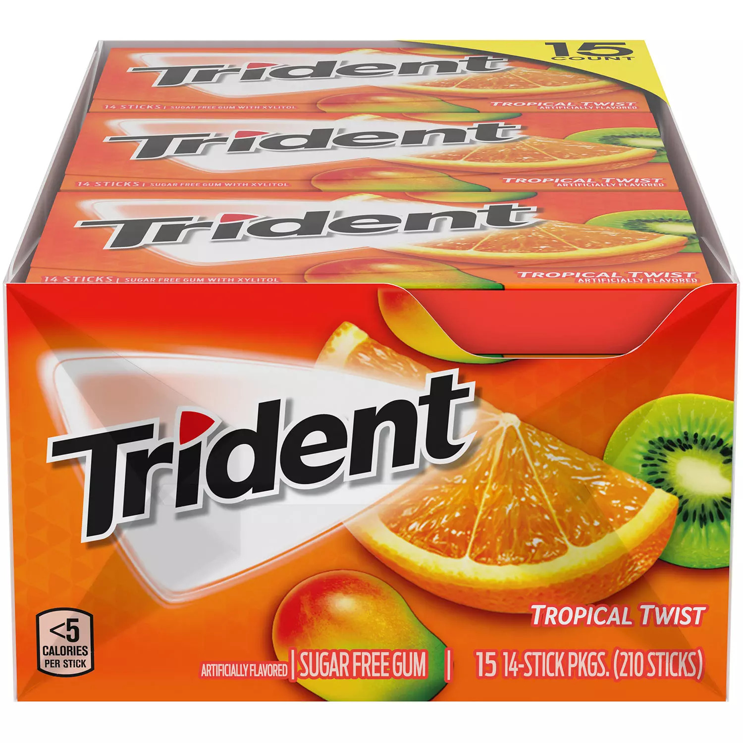 Trident Tropical Twist Sugar Free Gum (14 pieces, 15 pks.)