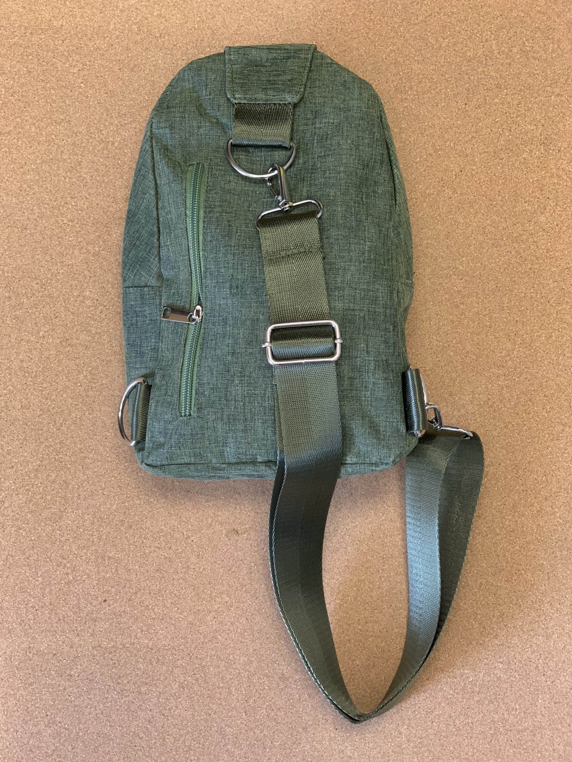 2 in 1 * Backpack & Cross Body Messenger Bag - Military Green Color