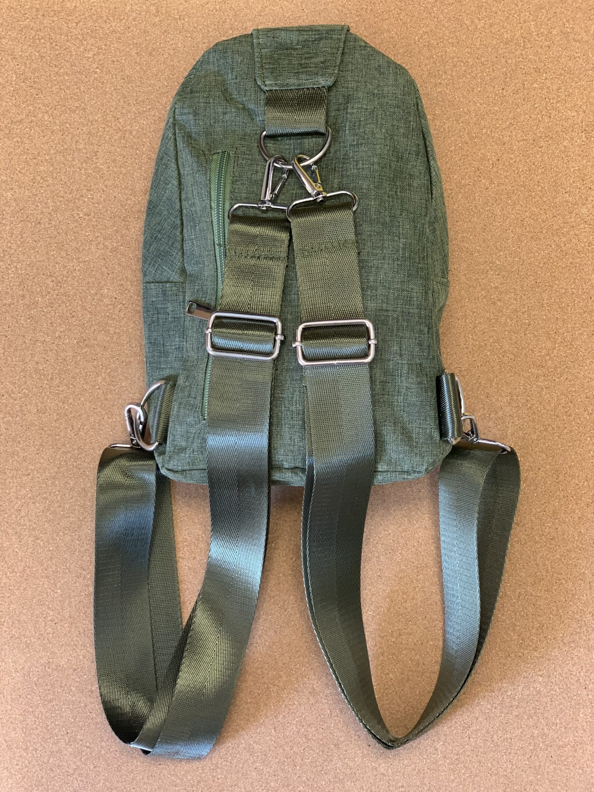 2 in 1 * Backpack & Cross Body Messenger Bag - Military Green Color