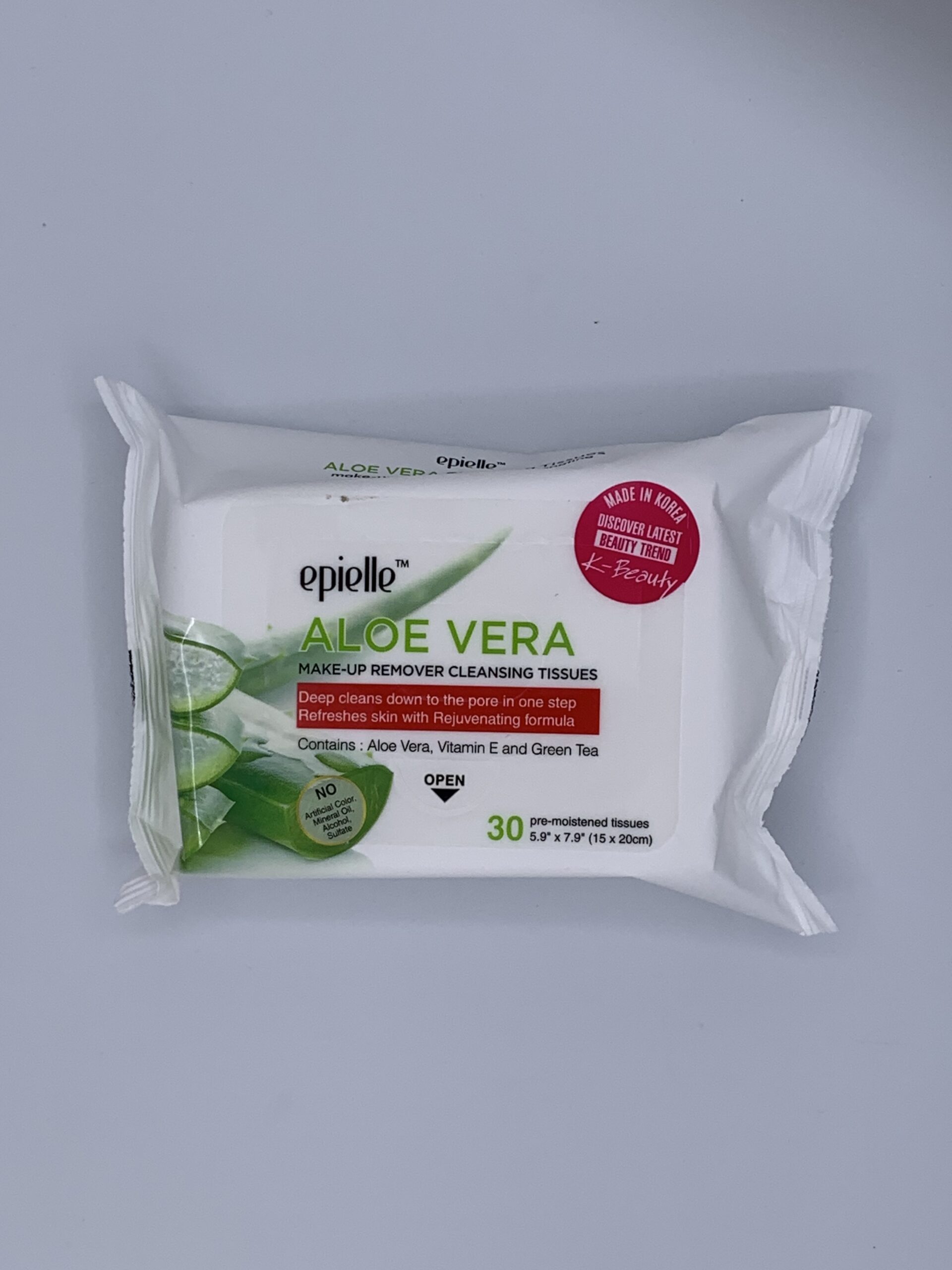 Aloe Vera Make-Up Remover Cleansing Tissues 30 ct., Suntan Sun Tan