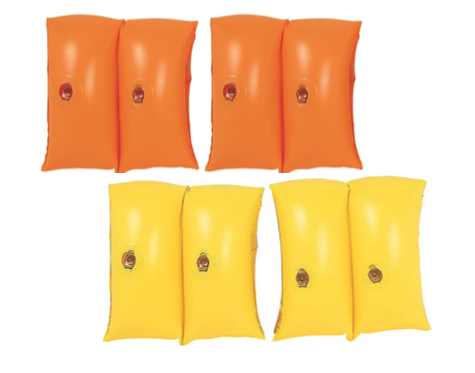 Roll-Up Arm Bands - Heavy Duty Vinyl - Age 3-6 - 8" x 8" - Orange & Yellow