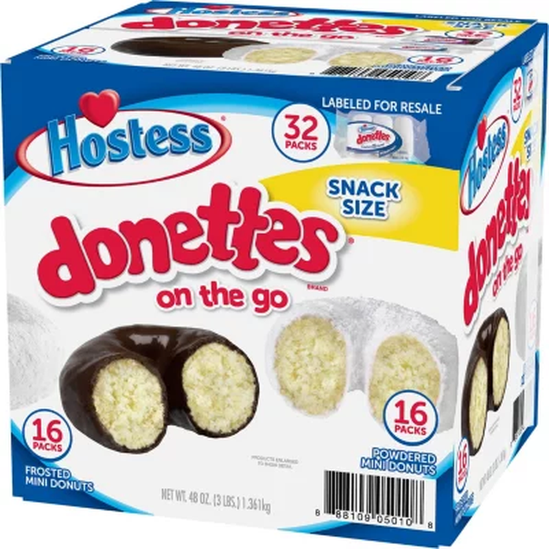 Hostess Mini Powered Donettes and Frosted Chocolate Mini Donettes (1.5Oz / 32Pk)
