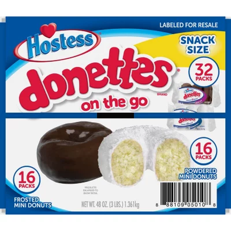 Hostess Mini Powered Donettes and Frosted Chocolate Mini Donettes (1.5Oz / 32Pk)