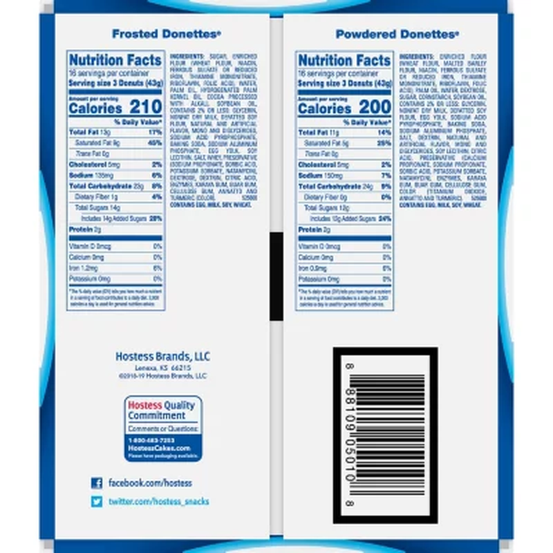 Hostess Mini Powered Donettes and Frosted Chocolate Mini Donettes (1.5Oz / 32Pk)